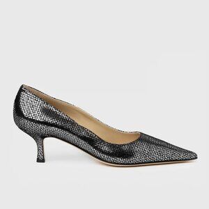 Brand New: Metallic Silver Leather Heel